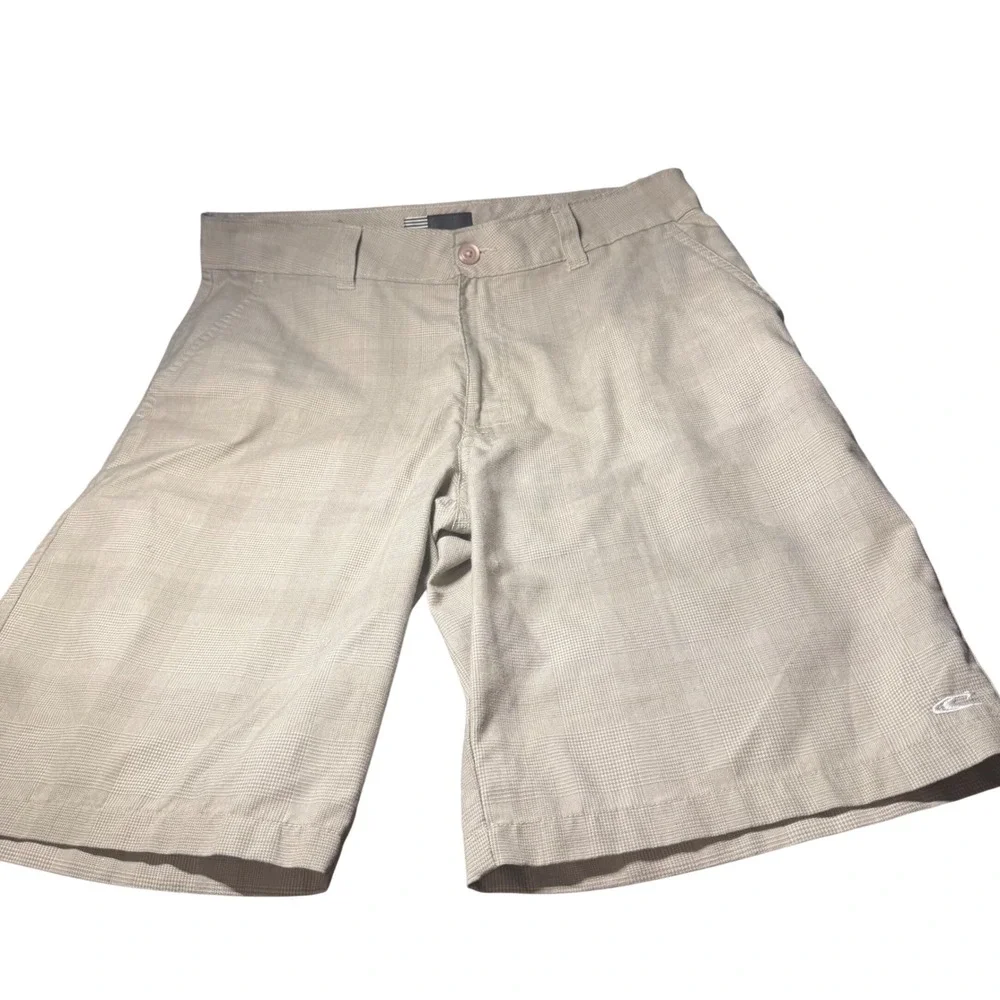 O'Neill Mens Tan Plaid Flat Front Walk Shorts Size 32 13108125P Beige Casual